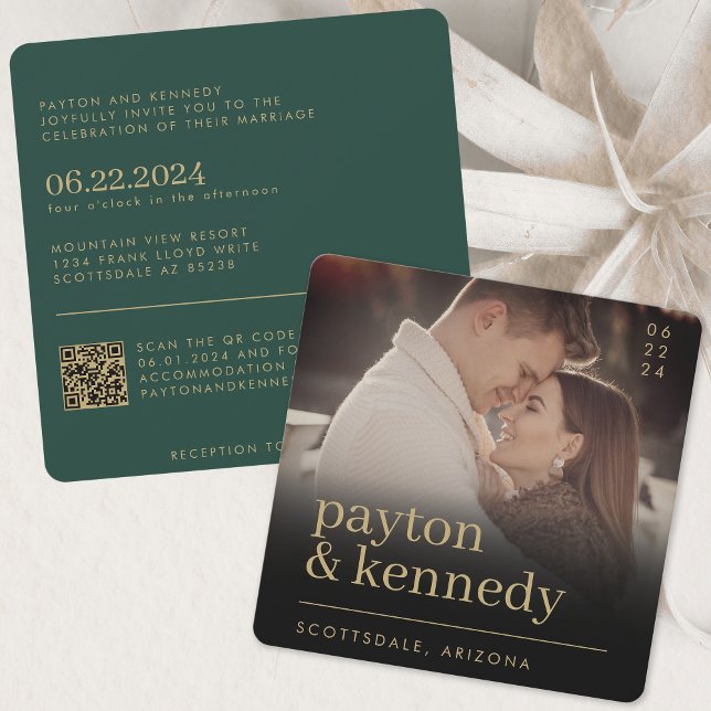 Convite Esquadrão Dourado Elegante Simples Na moda Emerald (Criador carregado)