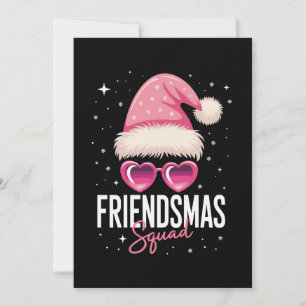 Convite Esquadrão Friendsmas Natal Rosa Chapéu do Papai No