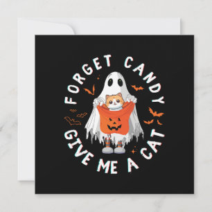 Convite Esqueça Doce Me Dê Gato Divertido Boo Fantasma Hal