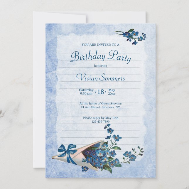 Convite Esqueça-me de não ser Festa de aniversário de Vint (Frente)