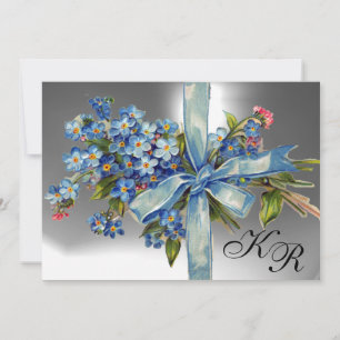 Convite ESQUEÇA-ME-NÃO MONOGRAMA FESTA DE CASAMENTO azul b