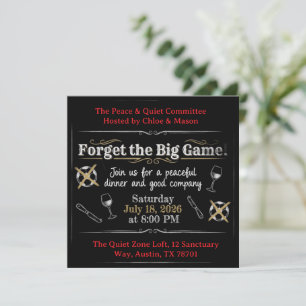 Convite Esqueça o Grande Jogo! Jantar Elegante Anti-Futebo