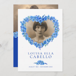 Convite Esqueçam-me-nots festejo funerário da vida azul