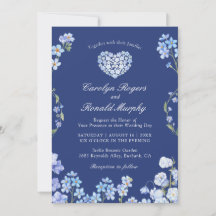 Esquece-me Nots Heart Royal Blue Floral Wedding