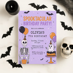 Convite Esqueleto Bonito e Fantasma de Aniversário
