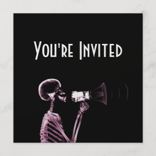 CONVITE ESQUELETO DA VISÃO DO RAIO X NO MEGAFONE - ROSA