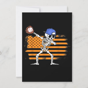 Convite Esqueleto Dabbing Beisebol Divertido Halloween