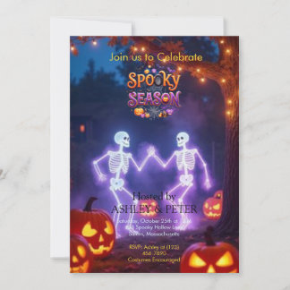 Convite Esqueleto Dançante Assustador Festa de Halloween P