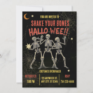 Convite Esqueleto Dançante Vintage Halloween