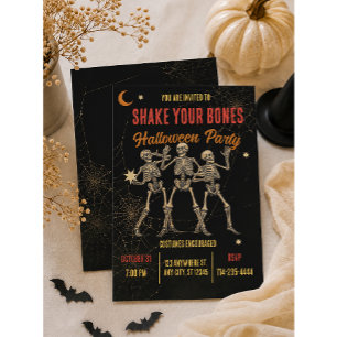 Convite Esqueleto Dançante Vintage Halloween