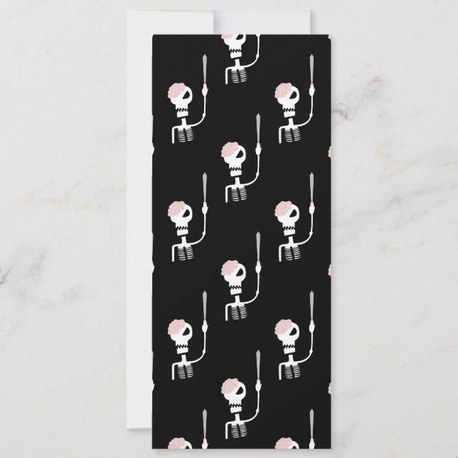 Convite esqueleto de Halloween com uma espada (Frente)