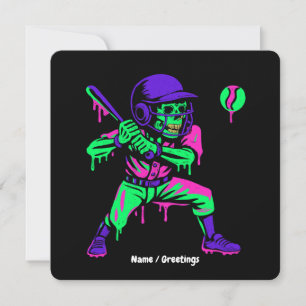 Convite Esqueleto Divertido Rebatendo Sorvete Derretendo n