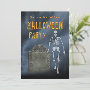 Convite Esqueleto do Partido das Halloween e Tombstone Ant