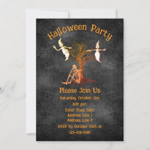 Convite Esqueleto Engraçado E Fantasmas Halloween