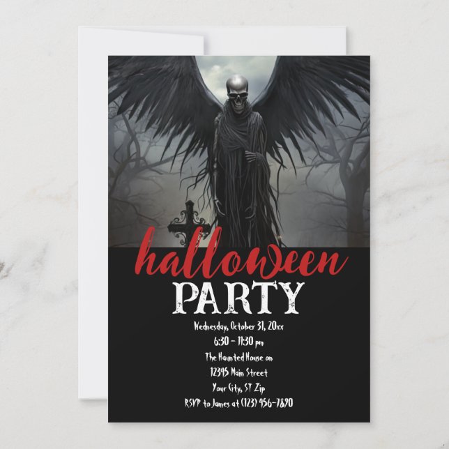 Convite Esqueleto Gótico de Festa de Halloween Personaliza (Verso)
