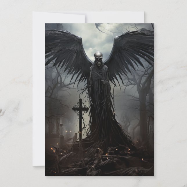 Convite Esqueleto Gótico de Festa de Halloween Personaliza (Frente)