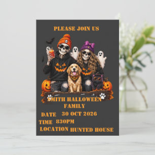 Convite Esqueleto Personalizado de Halloween Fique Assusta
