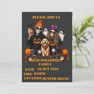 Convite Esqueleto Personalizado de Halloween Fique Assusta