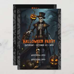 Convite Esqueleto Steampunk