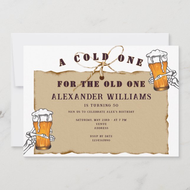 Convite Esqueleto Um Frio Para A Velha Bebida Aniversário (Frente)