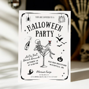 Convite Esqueleto Whimsso em Martini Glass, Halloween