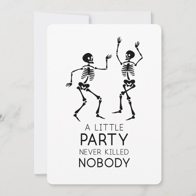 Convite Esqueletos dançantes de Halloween contemporâneos (Frente)
