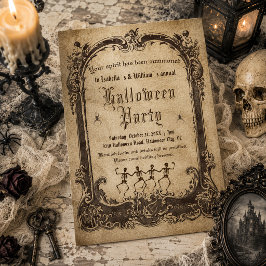 Convite Esqueletos Vitorianos Antigos Halloween Gótico