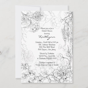Convite Esquema Floral no Chá de panela Branco