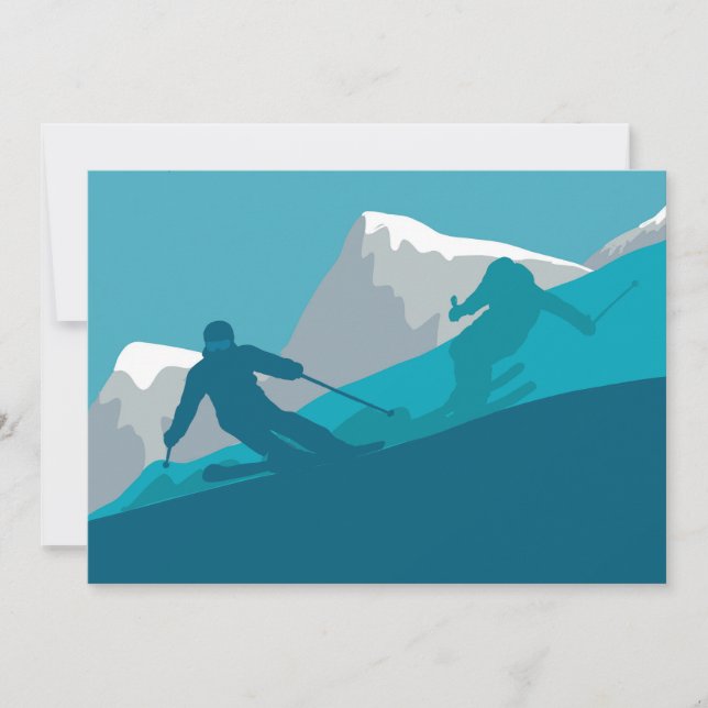 Convite Esqui na Montanha Esporte (Frente)