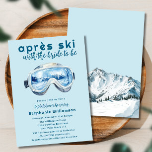 Convite Esqui Pós-Esqui Esportivo Inverno Aquarela Chá de 