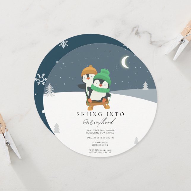 Convite Esquiar no chá de fraldas da paternidade (Frente/Verso In Situ)