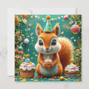 Convite Esquilo adorável de aniversário