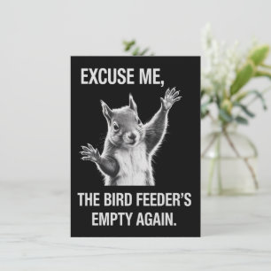 Convite Esquilo Com Licença, Comedouro de Pássaros Está Va