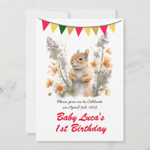 Convite Esquilo de Bebê Cód. Água - Festa de aniversário