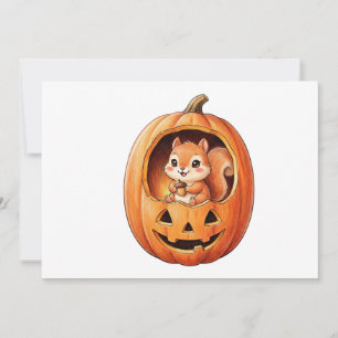 Convite Esquilo Fofo dentro da Abóbora de Halloween Jack o