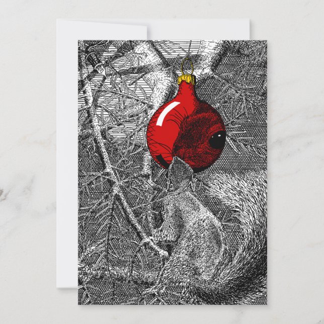 Convite Esquilo na árvore de Natal (Frente)