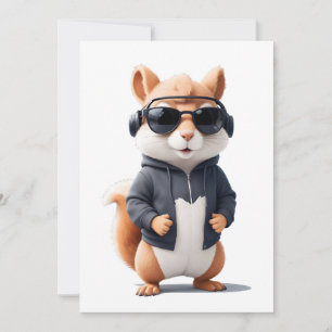 Convite Esquilo Vestindo Hoodie Engraçado Vetor Animal Leg