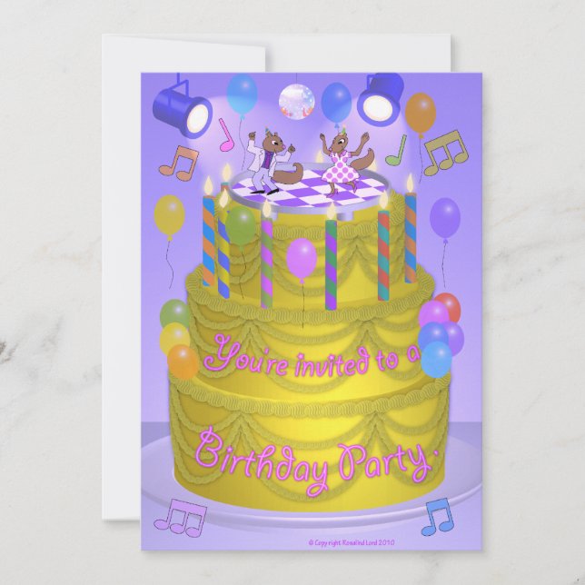 Convite Esquilos no Bolo (Frente)