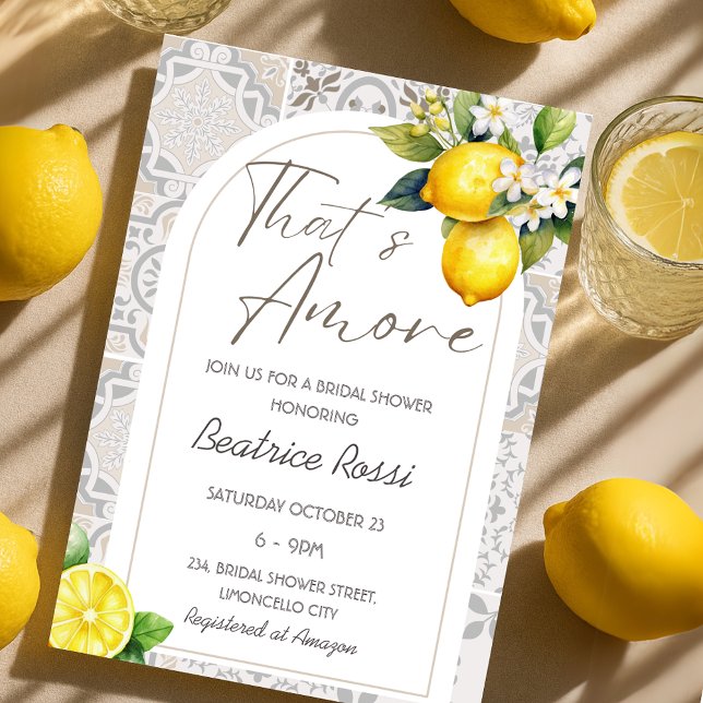 Convite Esse é o Chá de panela de Azulejos italiano Amore  (That's Amore Spritz Italian Tiles Bridal Shower Invitation)