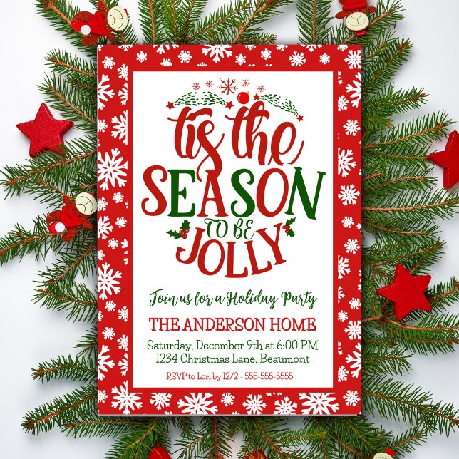 Convite Esta É A Época De Ser A Festa De Natal Feliz (Tis The Season To Be Jolly Festive Christmas Party Invitation)