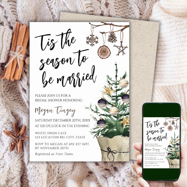 Convite Esta é a estação a ser casada | Chá de panela Boho (Criador carregado)