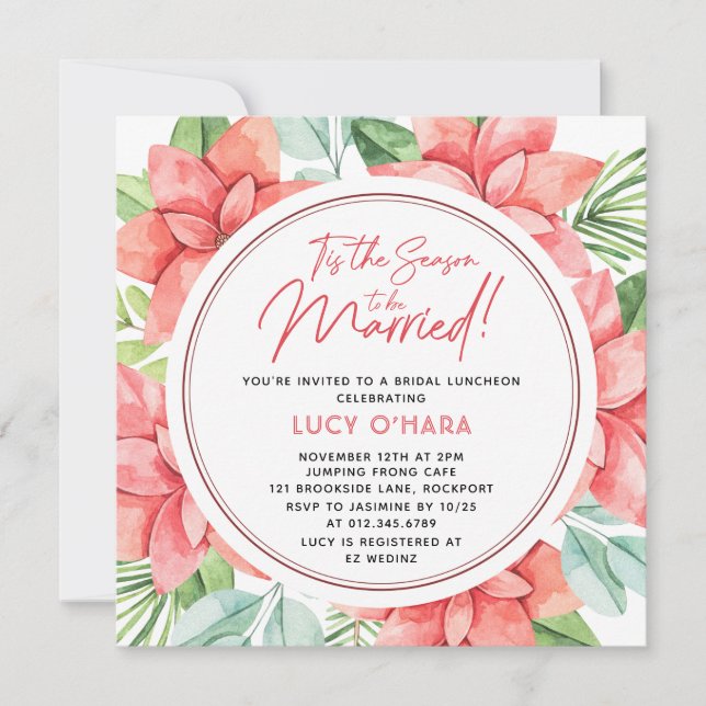 Convite Esta é a estação que será casada de Natal Floral I (Frente)