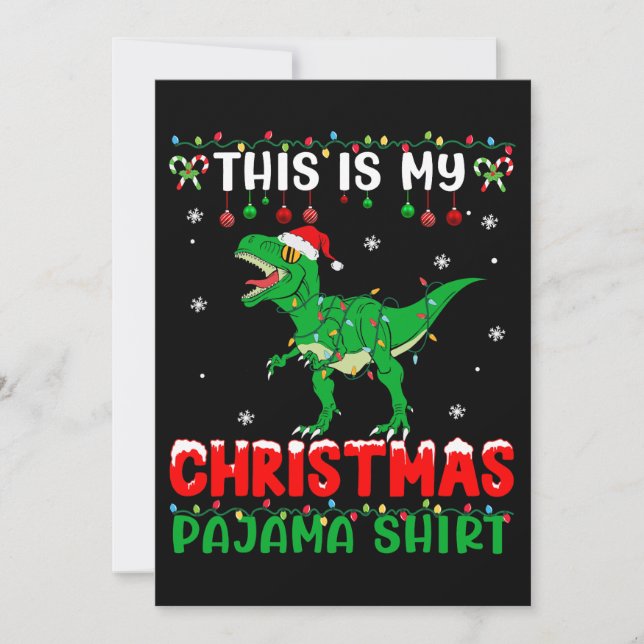 Convite Esta É A Minha Mãe De Natal Do Dinossauro Xmas (Frente)