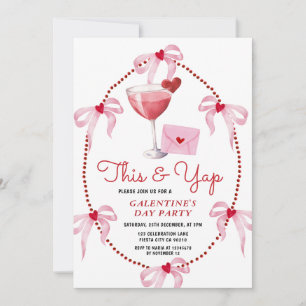 Convite Esta e Yap Festa do Dia de Galentine com Laço Rosa