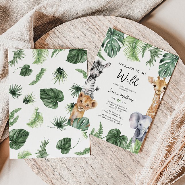 Convite Está Prestes A Obter Chá de fraldas Safari Selvage (Criador carregado)