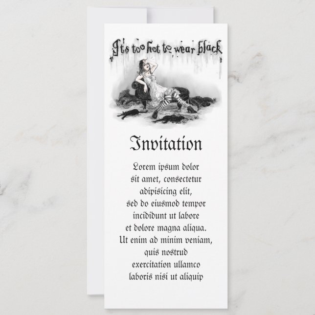 Convite Está quente demais para Vestir preto (Frente)