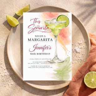 Convite Esta Señorita Precisa uma Margarita 60º Festa