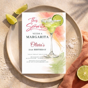 Convite Esta Señorita Precisa uma Margarita Aniversário de