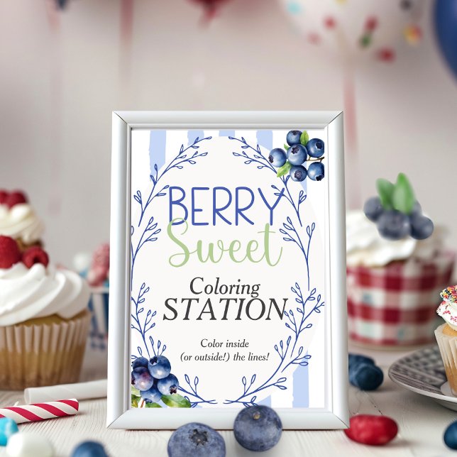 Convite Estação de Cor Berry Sweet Sinal de Mirtilo (Berry Sweet Color Station Blueberry Sign)