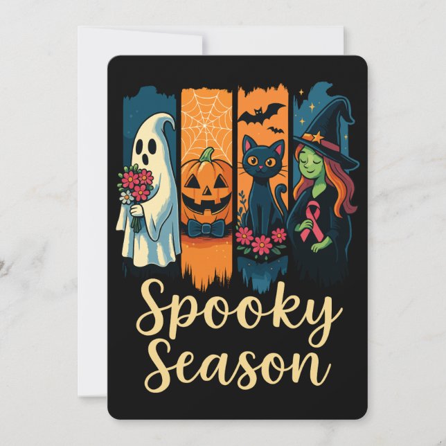 Convite Estação Spooky com Consciência do Halloween de Fit (Frente)